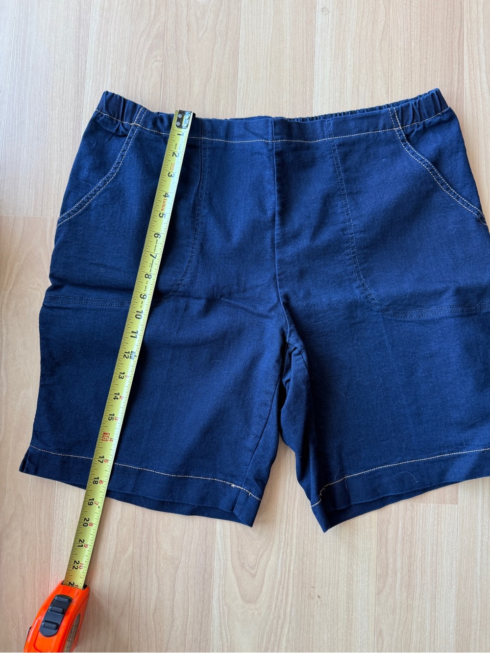 Just My Size Navy Blue Elastic Waistband Jean Shorts